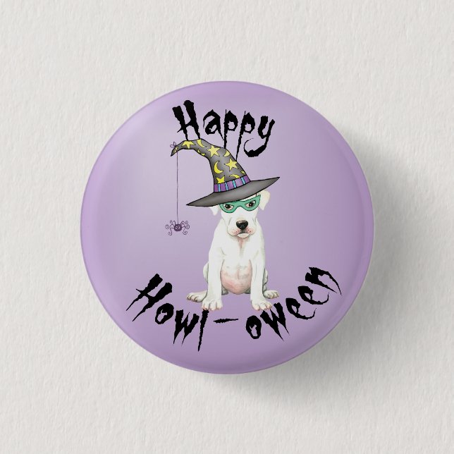 Dogo Argentino Hexenpinback Button (Vorderseite)