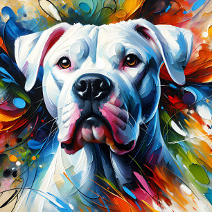 Dogo Argentino Hund Acryl Druck Bunt