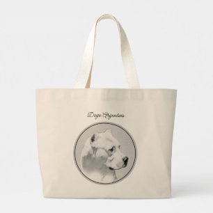 Dogo Argentino Malerei Mastiff Original Hunde Kuns Jumbo Stoffbeutel