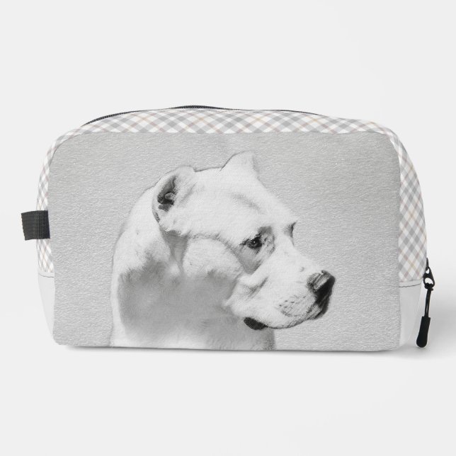 Dogo Argentino Malerei Mastiff Original Hunde Kuns Waschbeutel (Vorderseite)