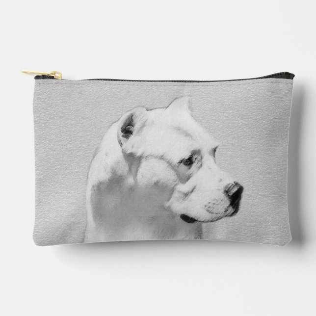Dogo Argentino Malerei Mastiff Original Hunde Kuns Zubehörtasche (Vorderseite)