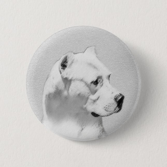 Dogo Argentino Malerei - Original Dog Art Button (Vorderseite)