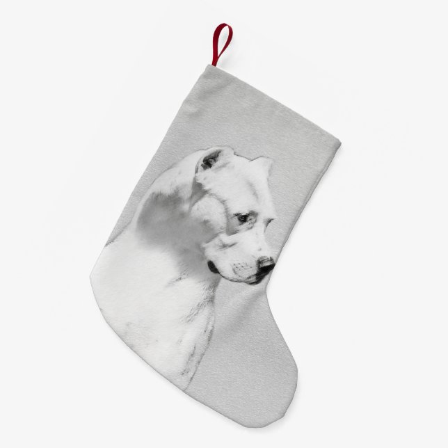 Dogo Argentino Malerei - Original Dog Art Kleiner Weihnachtsstrumpf (Vorderansicht (hängend))