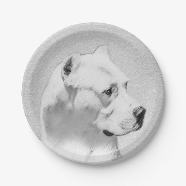 Dogo Argentino Malerei - Original Dog Art Pappteller (Vorderseite)