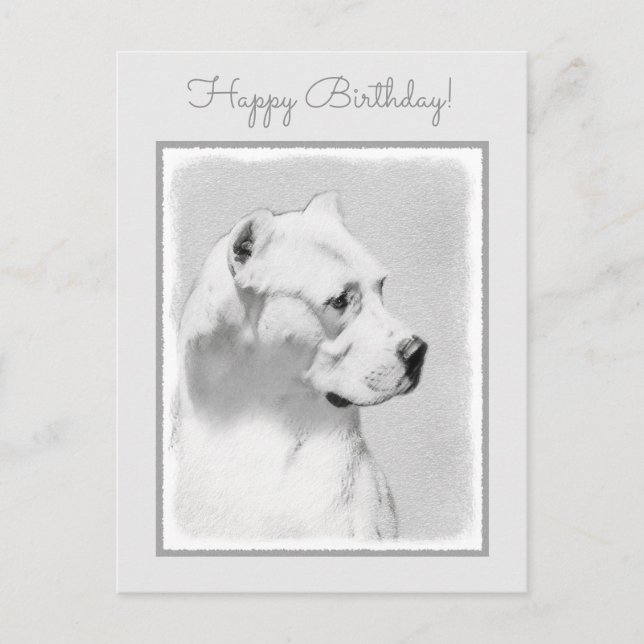 Dogo Argentino Malerei - Original Dog Art Postkarte (Vorderseite)