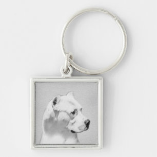 Dogo Argentino Malerei - Original Dog Art Schlüsselanhänger