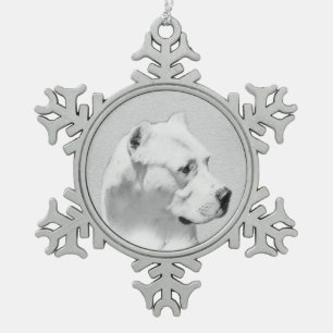 Dogo Argentino Malerei - Original Dog Art Schneeflocken Zinn-Ornament