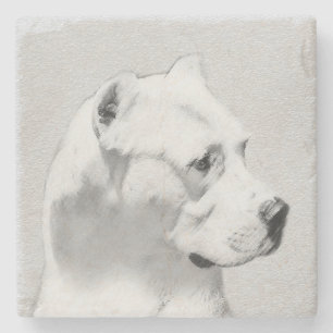 Dogo Argentino Malerei - Original Dog Art Steinuntersetzer