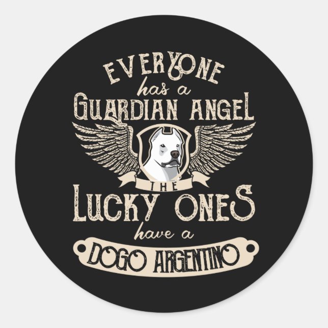 Dogo Argentino mit Guardian Angel Sprichwort Runder Aufkleber (Vorderseite)