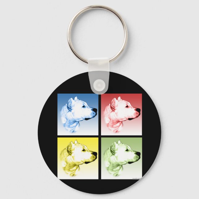 Dogo Argentino Pop Art Schlüsselanhänger (Vorderseite)