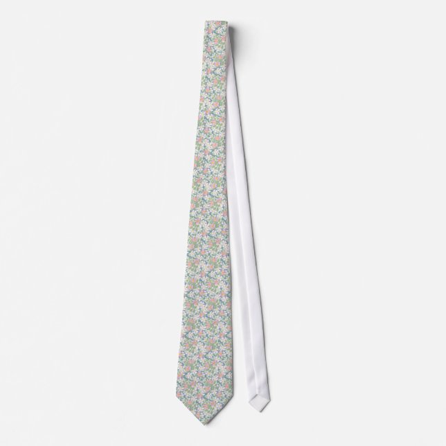 Dogrots roses sur cravate Unisex bleu foncé (Devant)