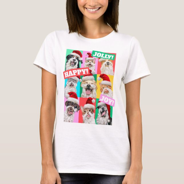 Dogs and Cats with Santa Beard T-Shirt (Vorderseite)