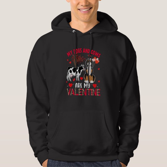 Dogs And Cows Are My Valentine Bernedoodle With Co Hoodie (Vorderseite)
