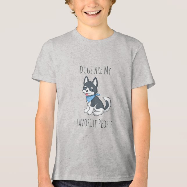 Dogs are my Favorite People Husky Puppy Dog Tri-Blend Shirt (Vorderseite)