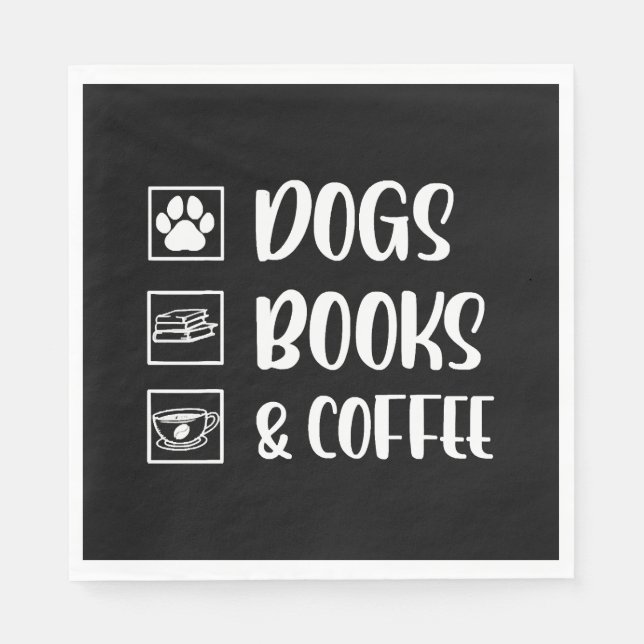 Dogs Books Coffee Funny Dog Serviette (Vorderseite)