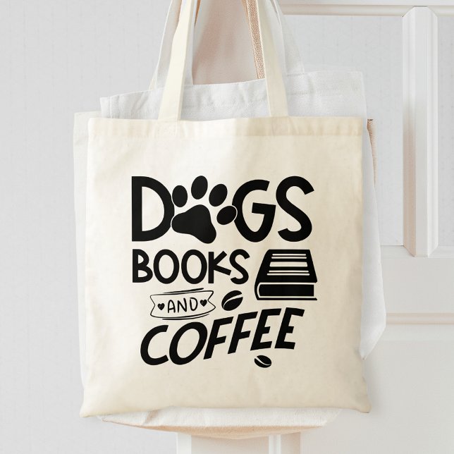 Dogs Books Coffee Typografy Sprichwort Reading Quo Tragetasche (Von Creator hochgeladen)