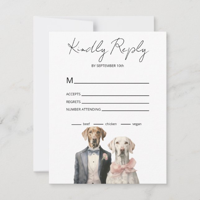 Dogs Bride & Groom RSVP Karte (Vorderseite)