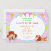 Dogs Cartoon Cute Invitation