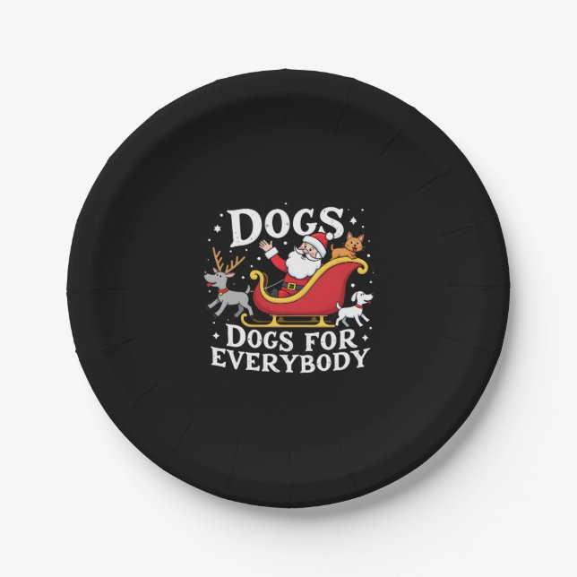Dogs For Everybody Santa Funny Christmas Xmas (2) Pappteller (Vorderseite)