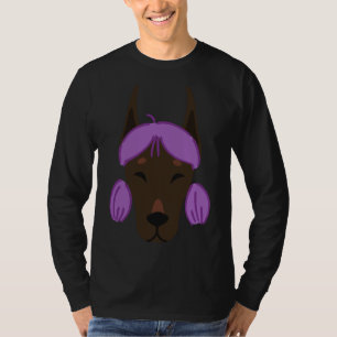 Dogs In Wigs Funny Purple Doberman T-Shirt