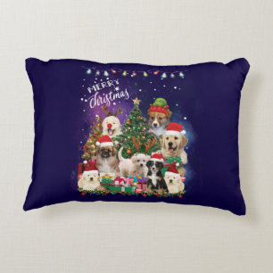 dogs Merry christmas Light Dekokissen