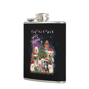 dogs Merry christmas Light Flachmann