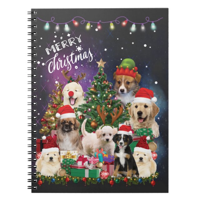 dogs Merry christmas Light Notizblock (Vorderseite)