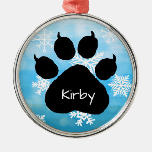 Dog's Name Personalisiert Paw Print Weihnachten Ornament Aus Metall