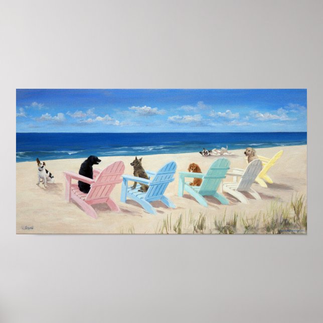 Dogs on Deck Chairs Poster (Vorne)