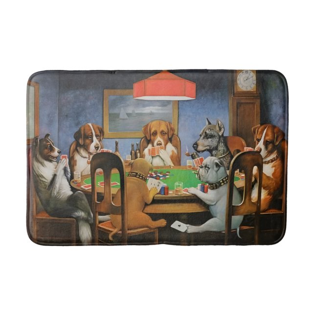 Dogs Playing Poker by Cassius Marcellus Coolidge's Badematte (Vorderseite)
