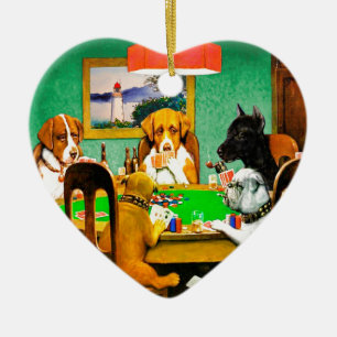 Dogs Playing Poker Keramik Ornament