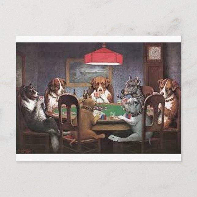 Dogs Playing Poker Postkarte (Vorderseite)