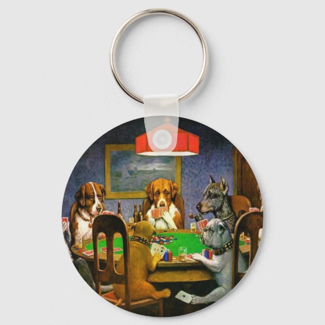 Dogs Playing Poker Schlüsselanhänger (Vorderseite)