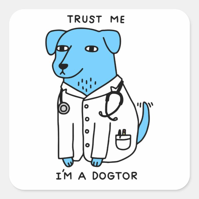 Dogtor Quadratischer Aufkleber (Vorderseite)