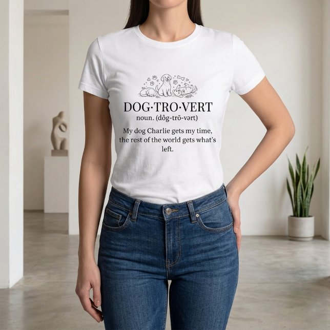 Dogtrovert Funny Text Personalized Dog Mom Tri-Blend Shirt (Von Creator hochgeladen)