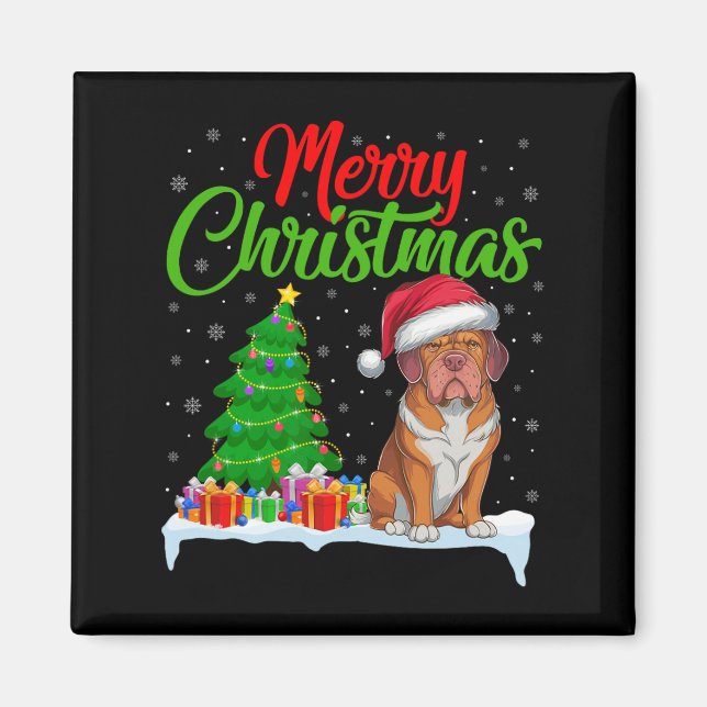 Dogue De Bordeaux Dog Weihnachtsbaum Lichter Xmas  Magnet (Vorne)