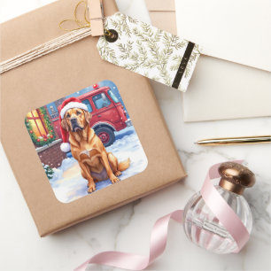 Dogue de Bordeaux Feuerwehrstation Santa Hut Quadratischer Aufkleber