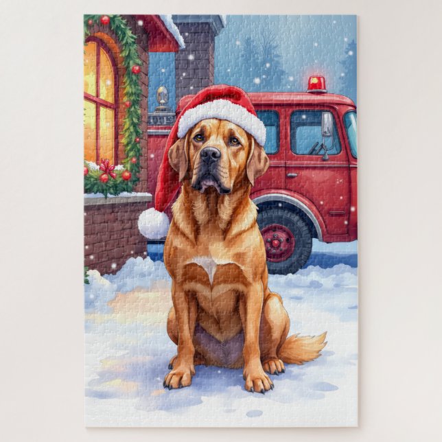 Dogue de Bordeaux Firefighter Station Santa Hat (Vertikal)