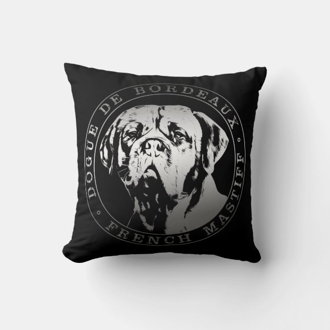 Dogue de Bordeaux - französischer Mastiff Kissen (Vorderseite)