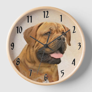Dogue de Bordeaux Gemälde - Süße originelle Hundek Uhr