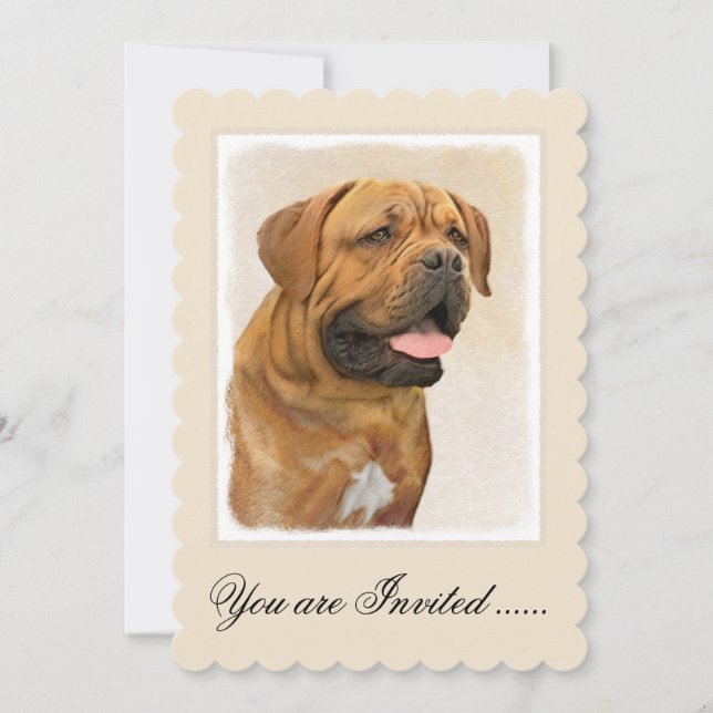 Dogue de Bordeaux Malerei - Niedliche Original Dog Einladung (Vorderseite)