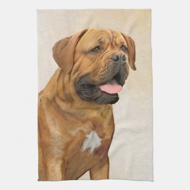 Dogue de Bordeaux Malerei - Niedliche Original Dog Geschirrtuch (Vertikal)