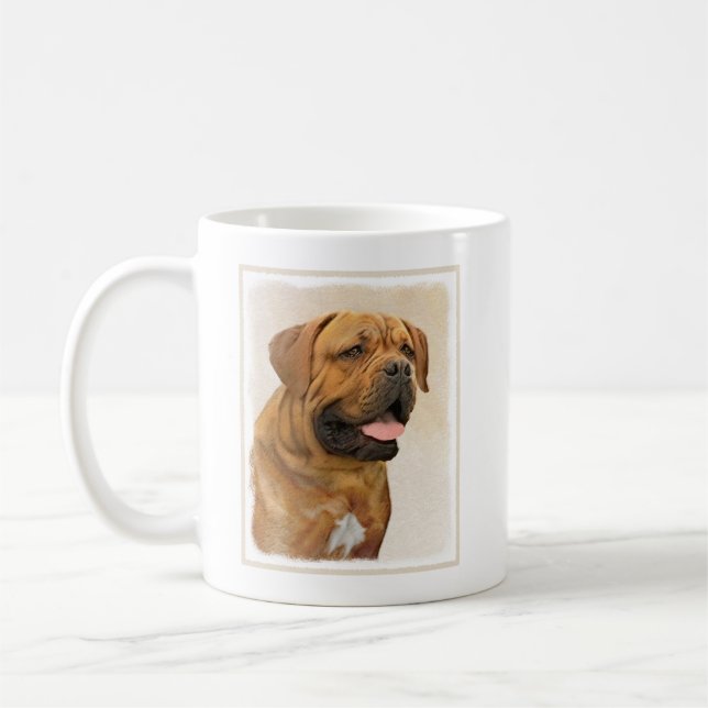 Dogue de Bordeaux Malerei - Niedliche Original Dog Kaffeetasse (Links)