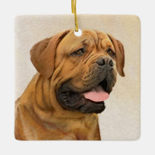 Dogue de Bordeaux Malerei - Niedliche Original Dog Keramikornament