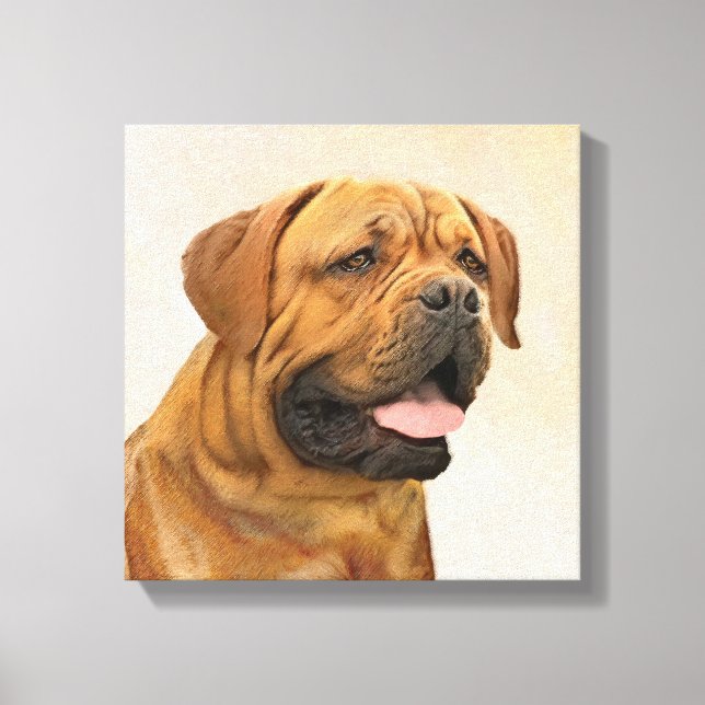 Dogue de Bordeaux Malerei - Niedliche Original Dog Leinwanddruck (Vorderseite)