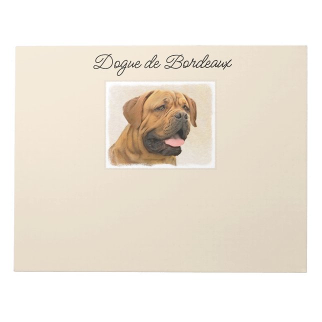 Dogue de Bordeaux Malerei - Niedliche Original Dog Notizblock (Vorderseite)