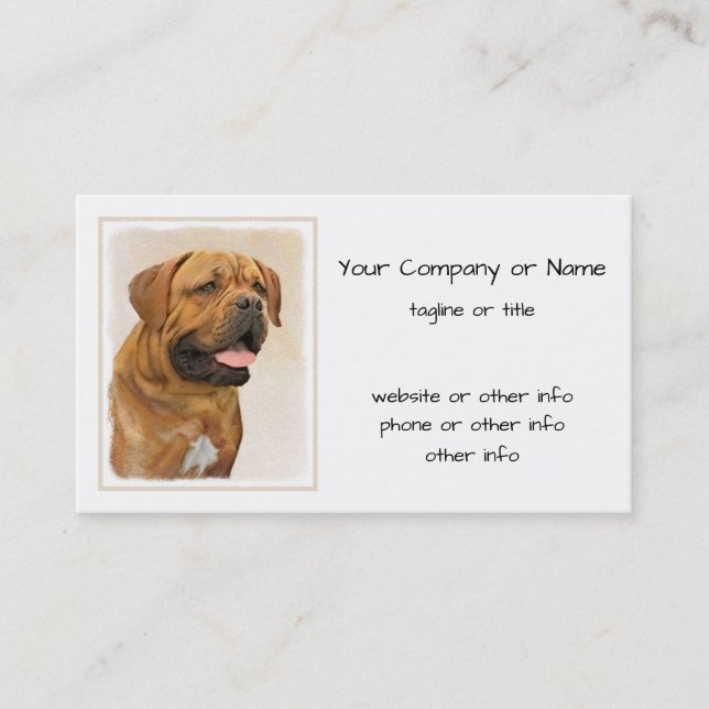 Dogue de Bordeaux Malerei - Niedliche Original Dog Visitenkarte (Vorderseite)