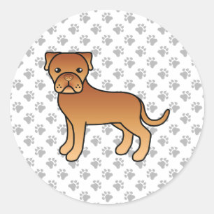 Dogue De Bordeaux Niedlicher Cartoon Dog Runder Aufkleber