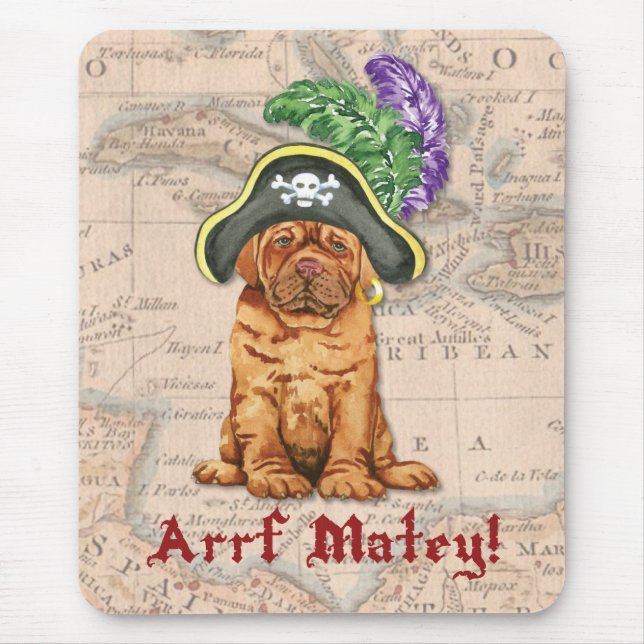 Dogue de Bordeaux Pirate Mouse Pad Mousepad (Vorne)