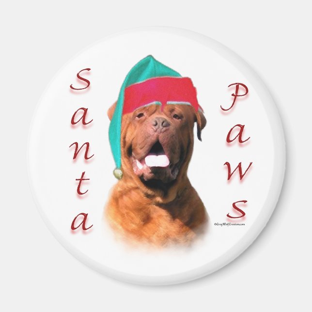 Dogue de Bordeaux Santa Paws Magnet (Vorne)